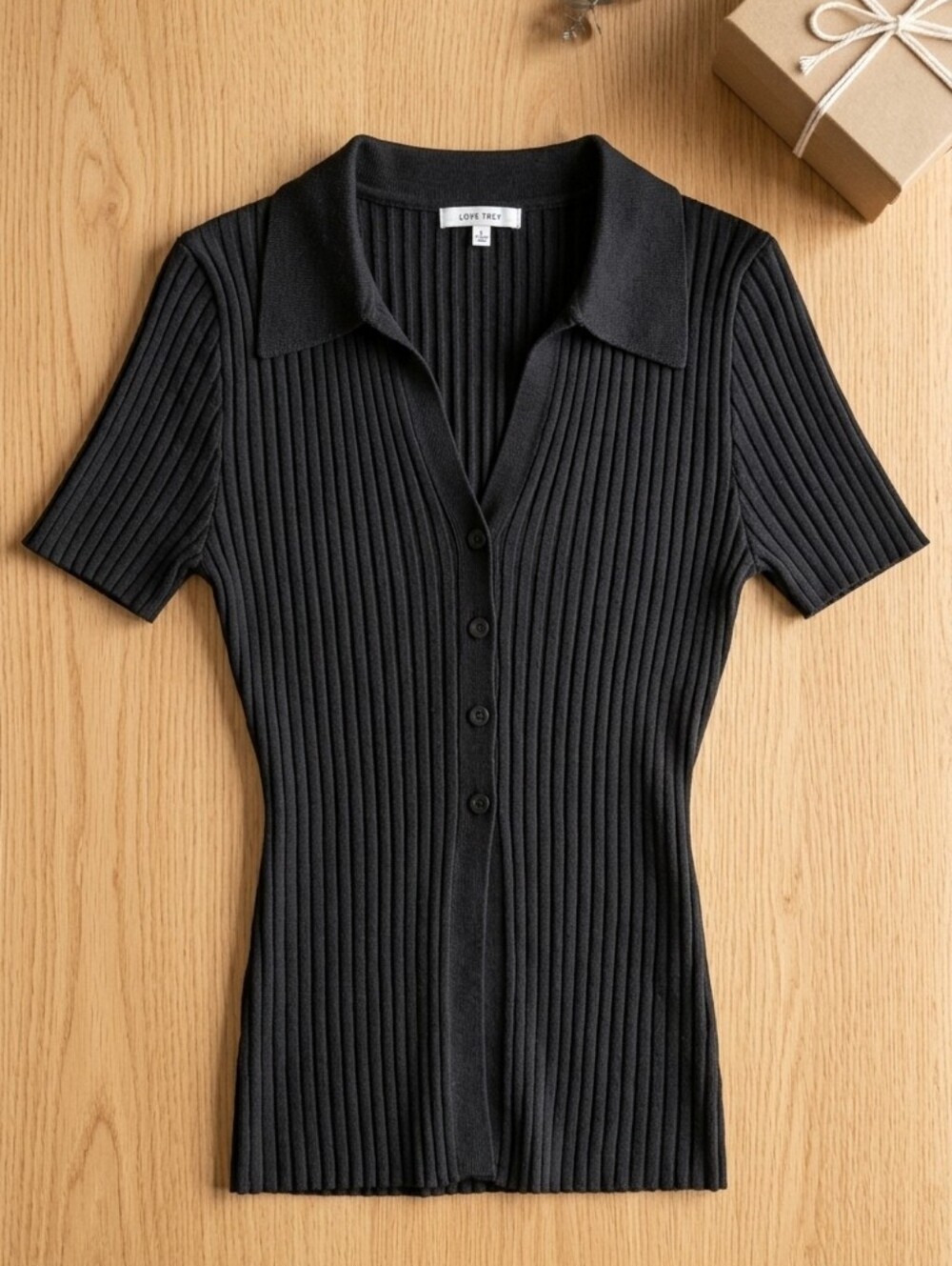 Love Tree Midnight Ribbed Button-Down Shirt